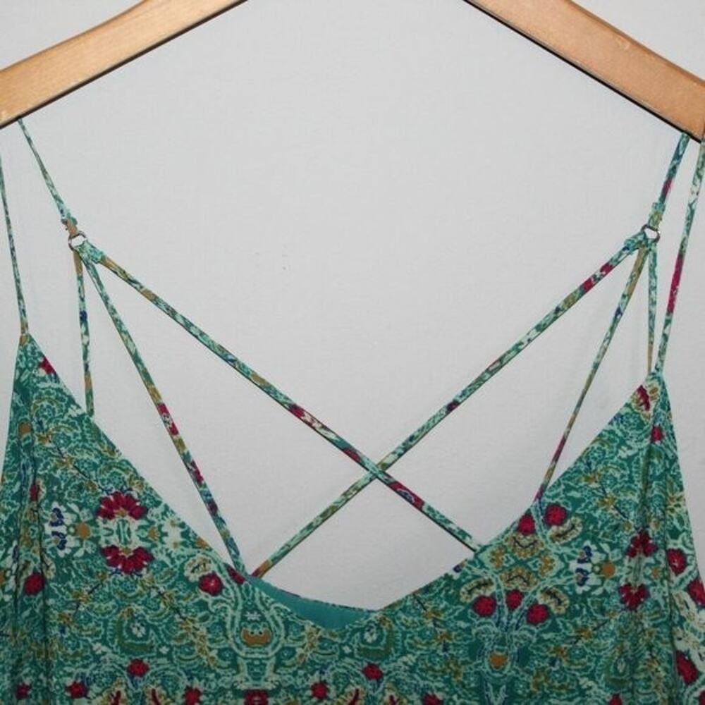 NWT Maeve Anthropologie Meret Silk Tunic Top Green Paisley Floral Anthro Size 4 - Picture 3 of 10